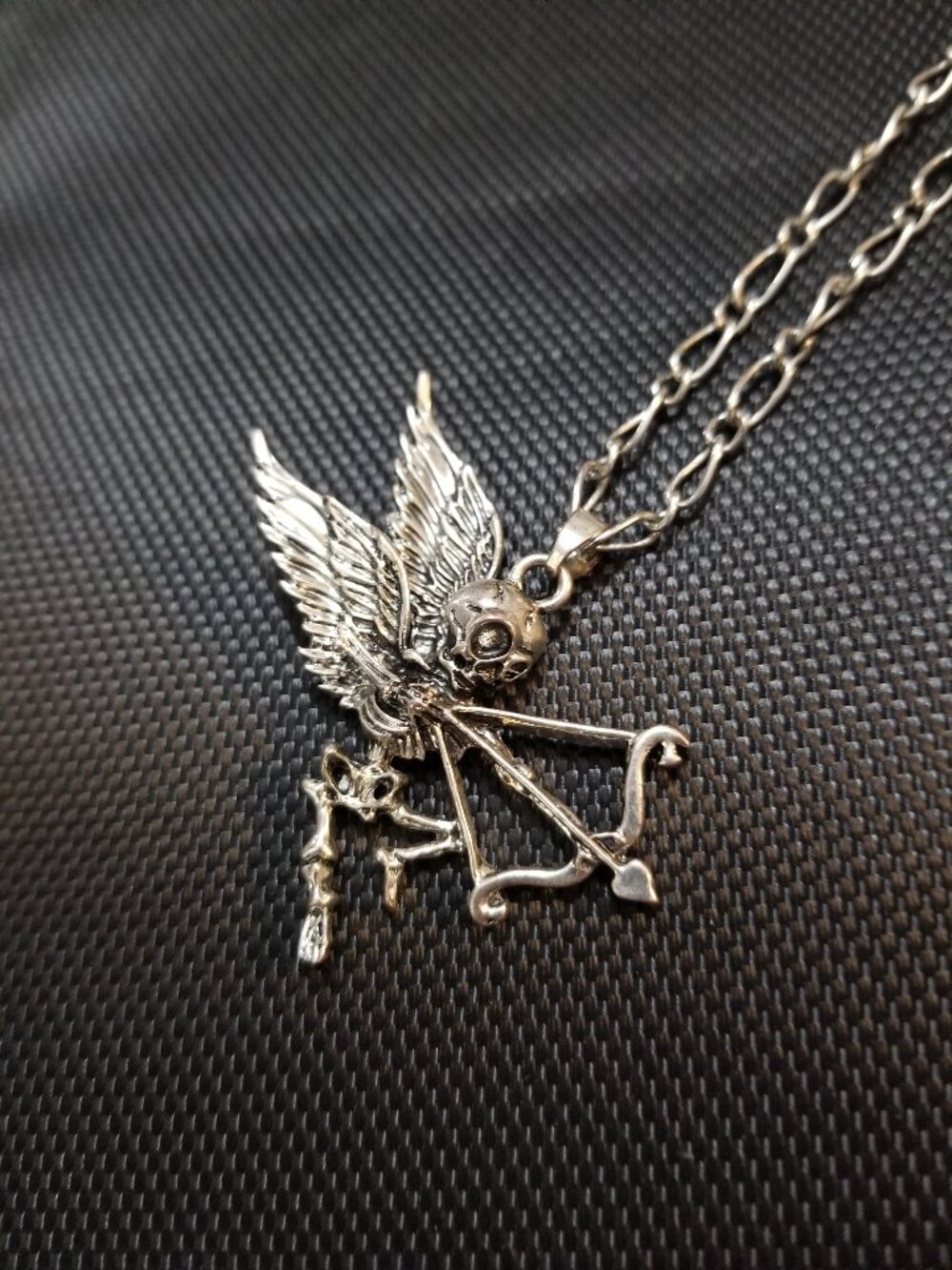 Rare: HTF: Cute Skeleton with Wings & Crossbow Necklace